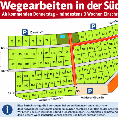 Wichtige Information zu den Wegearbeiten