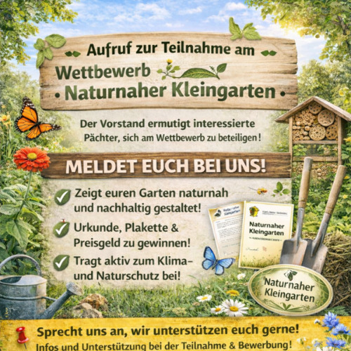 Aufruf zur Teilnahme am Wettbewerb &bdquo;Naturnaher Kleingarten&ldquo;