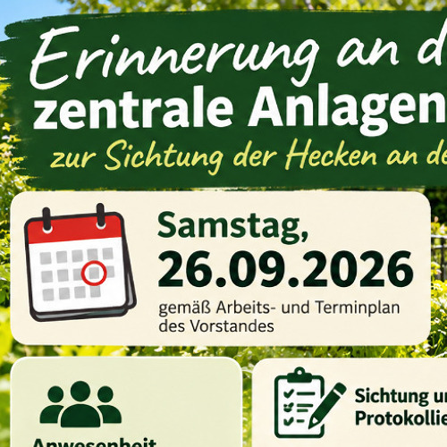 Erinnerung an die zentrale Anlagenbegehung &ndash; 26.09.2026