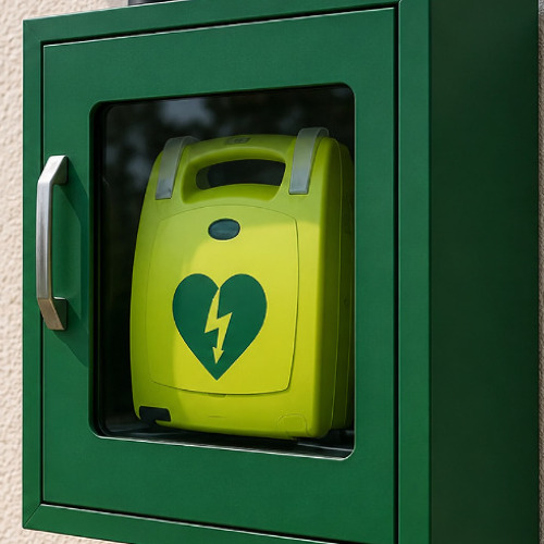 Bald verf&uuml;gbar: Defibrillator am Vereinshaus
